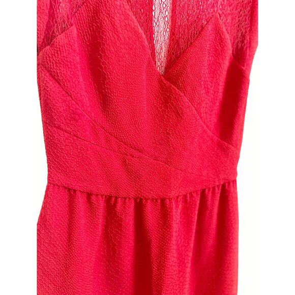 The Kooples Red Lace Yoke Sheer Sheath Cocktail Holiday Mini Dress Size XS - Picture 6 of 9